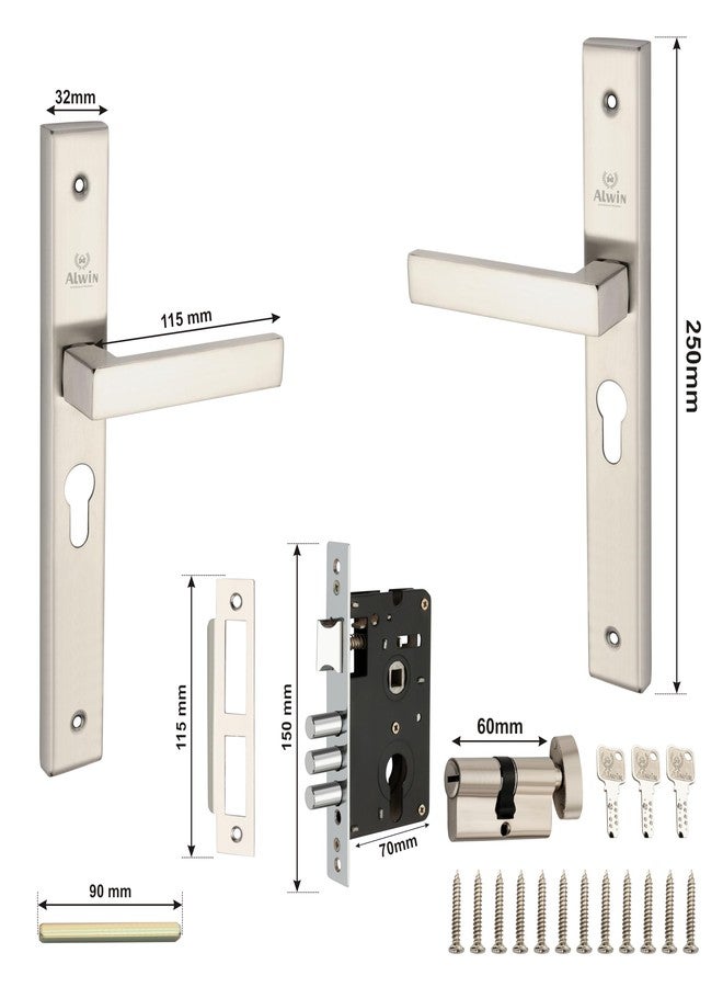 ALWIN'S 10'' Sleek Body | computerized ultra key Mortise Lock Made of Stainless Steel | 60mm Cylinder & Inside Knob 3 Keys | For Main door, Living room, Bedroom Doors in Home,Office & Hotels (SS MATT) - Image 5